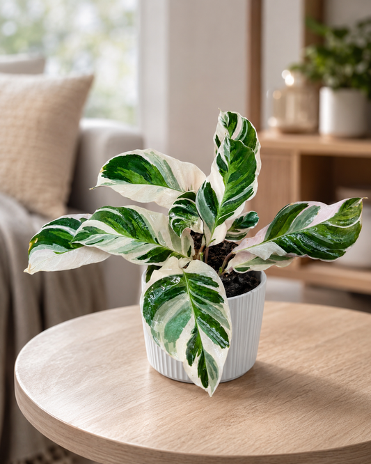 Calathea White Fusion de Interior | Planta Variegada Premium