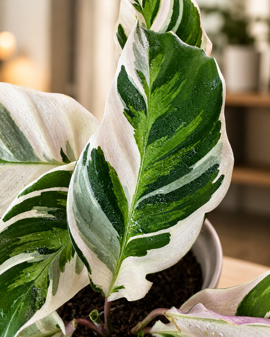 Calathea White Fusion de Interior | Planta Variegada Premium