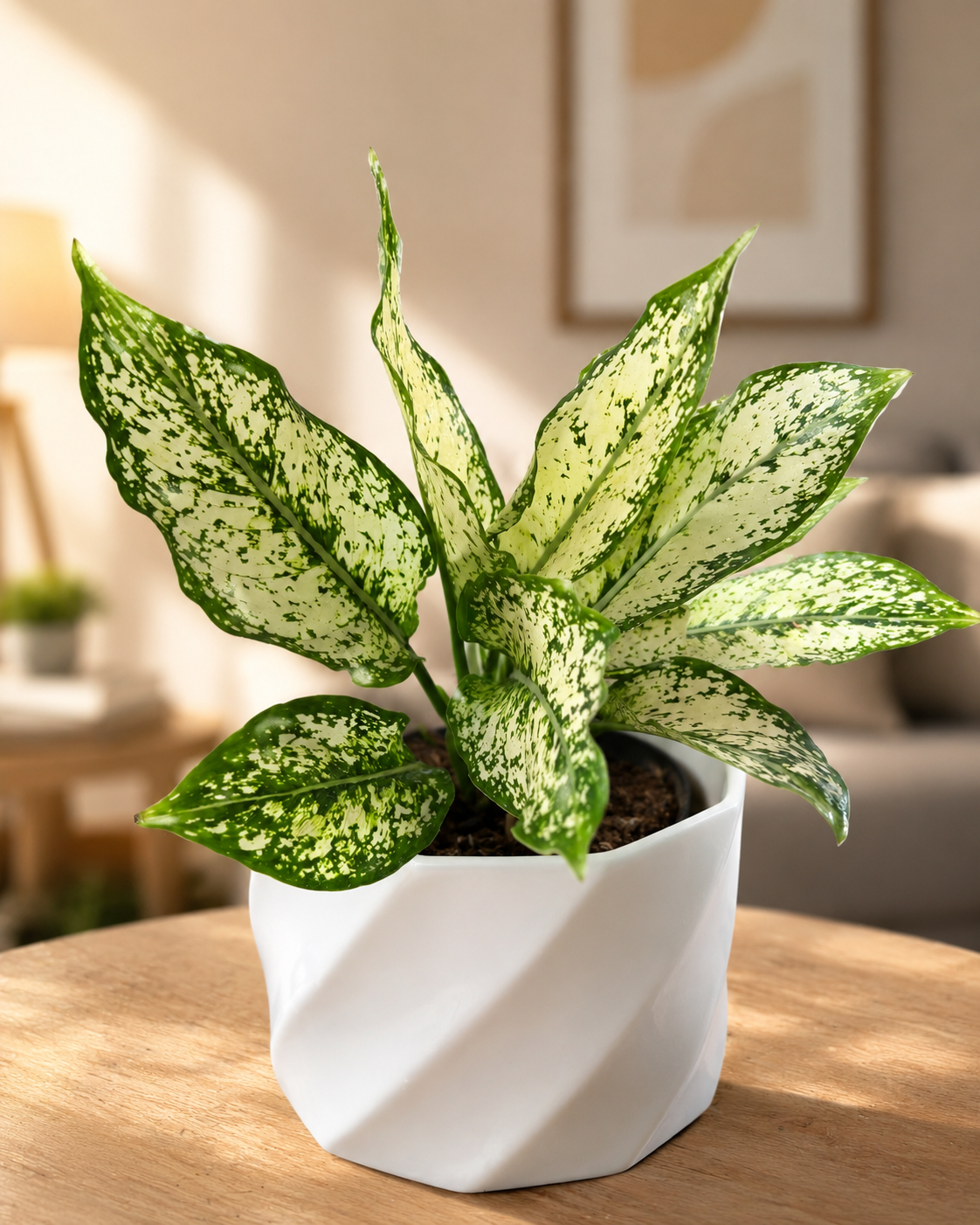 Aglaonema Perdiz Blanca hojas moteadas blanco y verde - Vivero Selva Verde Colombia